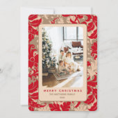 Elegant Christmas Floral Custom Photo  Feestdagenkaart (Voorkant)