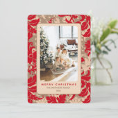 Elegant Christmas Floral Custom Photo  Feestdagenkaart (Staand voorkant)