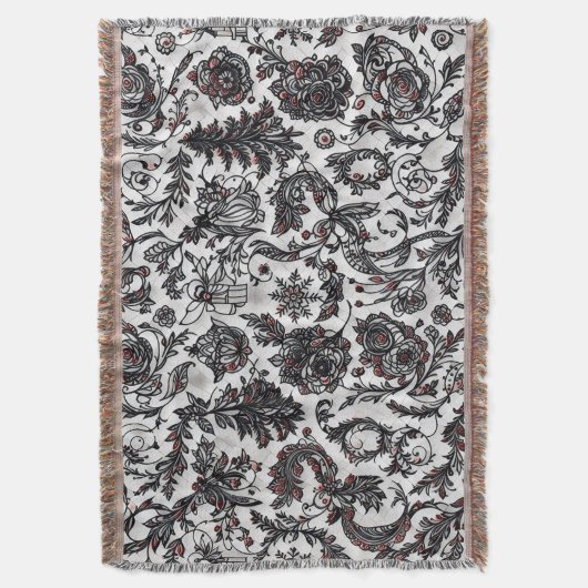 Elegant Christmas floral ornament pattern design Deken (Voorkant Verticaal)