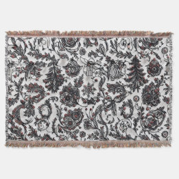 Elegant Christmas floral ornament pattern design Deken