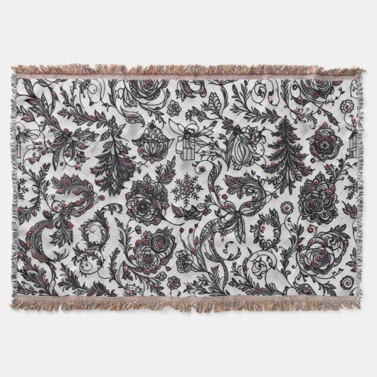 Elegant Christmas floral ornament pattern design Deken (Voorkant)