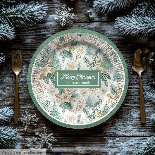 Elegant Christmas Floral Paper Plates Pastel Charm Papieren Bordje