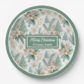 Elegant Christmas Floral Paper Plates Pastel Charm Papieren Bordje (Voorkant)