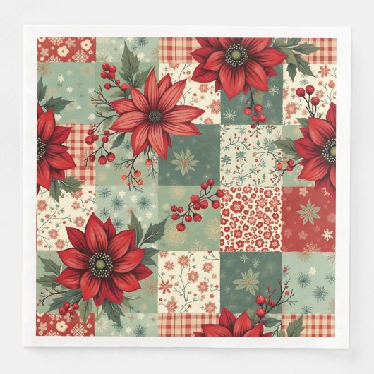 Elegant Christmas Floral Quilt Pattern Servet (Voorkant)