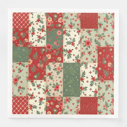 Elegant Christmas Floral Quilt Pattern Servet (Voorkant)