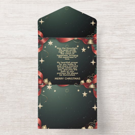 Elegant Christmas Frame Background with Gold Stars All In One Uitnodiging (Binnenkant)