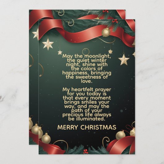 Elegant Christmas Frame Background with Gold Stars Feestdagenkaart (Voorkant / Achterkant)