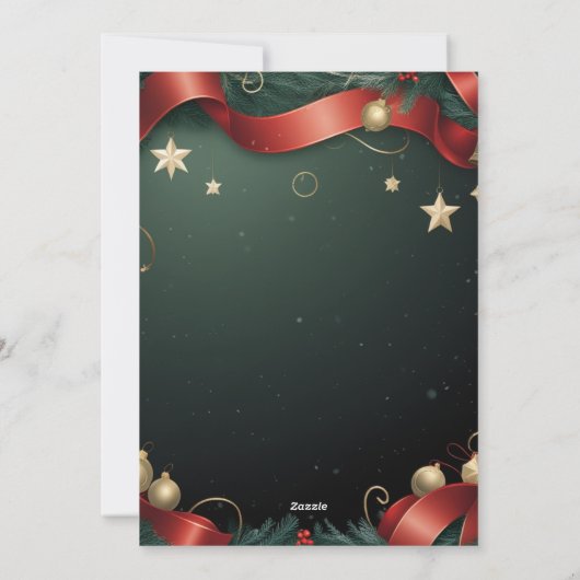 Elegant Christmas Frame Background with Gold Stars Feestdagenkaart (Achterkant)