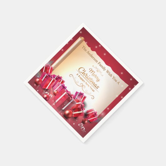 Elegant Christmas Gift Boxes Red Silver Holiday Servet (Hoek)