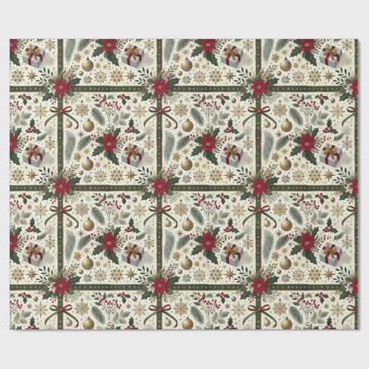 Elegant Christmas Gift Wrap with Snowflakes Cadeaupapier (Vlak)