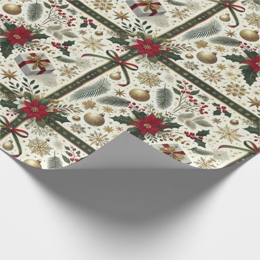 Elegant Christmas Gift Wrap with Snowflakes Cadeaupapier (Hoek)