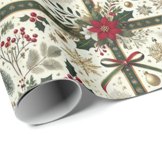Elegant Christmas Gift Wrap with Snowflakes Cadeaupapier