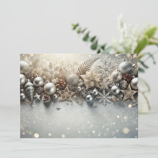 Elegant Christmas Glitter with Silver Highlights Feestdagenkaart (Staand voorkant)