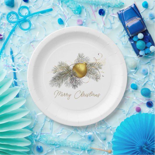 Elegant Christmas Gold Ornament Papieren Bordje (Feest)