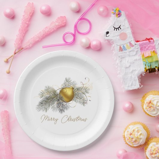 Elegant Christmas Gold Ornament Papieren Bordje (Feest)
