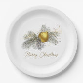 Elegant Christmas Gold Ornament Papieren Bordje (Voorkant)