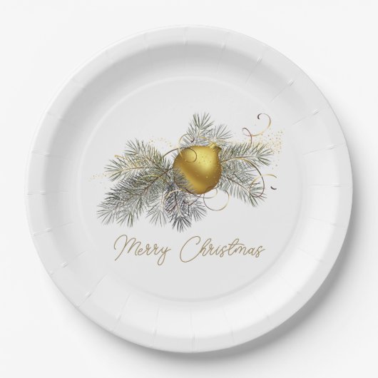 Elegant Christmas Gold Ornament Papieren Bordje (Voorkant)