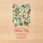 Elegant CHRISTMAS Greenery Acryl Uitnodigingen (Voorkant)