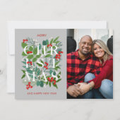 Elegant CHRISTMAS Greenery Photo Holiday Kaart (Voorkant)