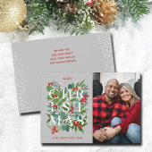 Elegant CHRISTMAS Greenery Photo Holiday Kaart