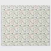 Elegant Christmas Greenery & Red Berries Holiday Cadeaupapier (Vlak)