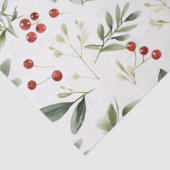Elegant Christmas Greenery & Red Berries Holiday Tissuepapier (Detail)