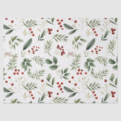 Elegant Christmas Greenery & Red Berries Holiday Tissuepapier (Voorkant)