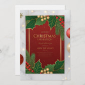 Elegant Christmas Greeting Cards – Red & Green Hol Kaart (Voorkant / Achterkant)