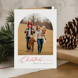 Elegant Christmas Greetings Family Photo Folded Kaart