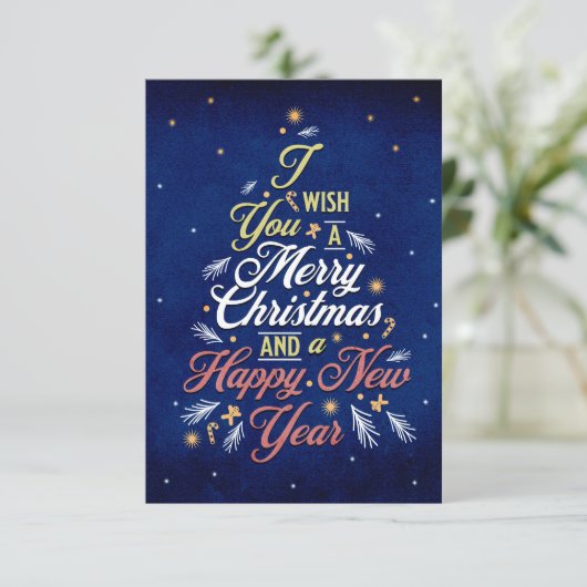 Elegant Christmas & Happy New Year Greeting Card (Staand voorkant)