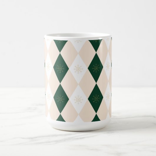 Elegant Christmas Harlequin Pattern with Snowflake Koffiemok (Center)