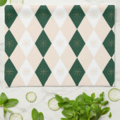 Elegant Christmas Harlequin Pattern with Snowflake Theedoek (Gevouwen)