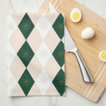 Elegant Christmas Harlequin Pattern with Snowflake