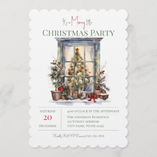 Elegant Christmas Holiday Invitation  Kaart (Voorkant)