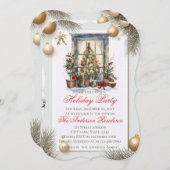 Elegant Christmas Holiday Invitation Kaart (Voorkant / Achterkant)