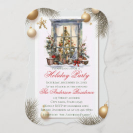 Elegant Christmas Holiday Invitation Kaart