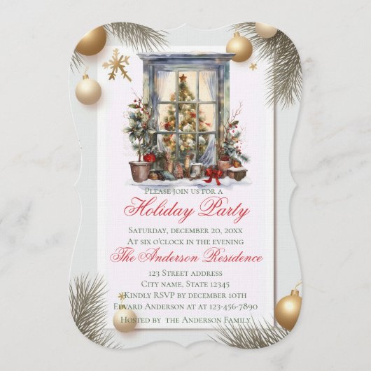 Elegant Christmas Holiday Invitation Kaart (Voorkant)