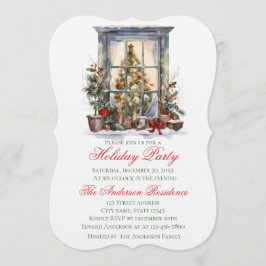 Elegant Christmas Holiday Invitation Window Kaart