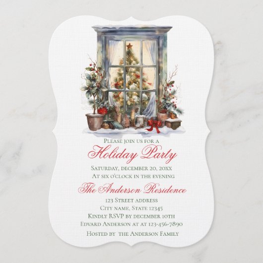 Elegant Christmas Holiday Invitation Window Kaart (Voorkant)