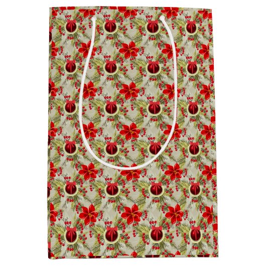 Elegant Christmas/Holiday Medium Cadeauzakje (Voorkant)