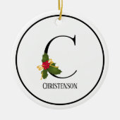 Elegant Christmas Holly Monogram Letter C Keramisch Ornament (Voorkant)