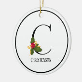 Elegant Christmas Holly Monogram Letter C Keramisch Ornament (Links)