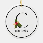 Elegant Christmas Holly Monogram Letter C Keramisch Ornament (Achterkant)