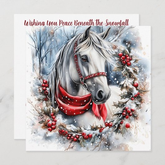 Elegant Christmas Horse with Winter Wreath Custom (Voorkant / Achterkant)