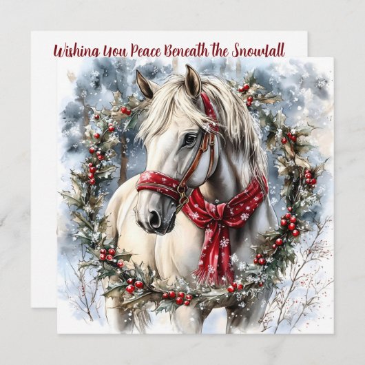 Elegant Christmas Horse with Winter Wreath Custom (Voorkant / Achterkant)
