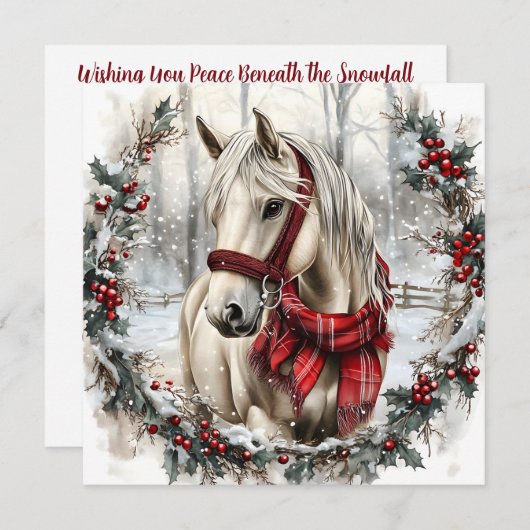 Elegant Christmas Horse with Winter Wreath Custom (Voorkant / Achterkant)