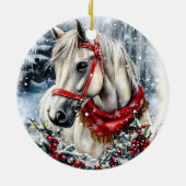 Elegant Christmas Horse with Winter Wreath  Keramisch Ornament (Achterkant)