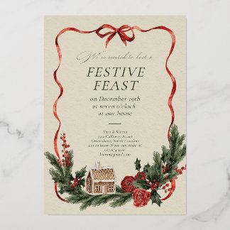 Elegant Christmas Invitation Card Folie Uitnodiging