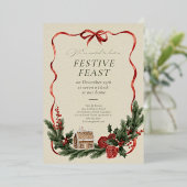 Elegant Christmas Invitation Card Folie Uitnodiging (Staand Voorkant)