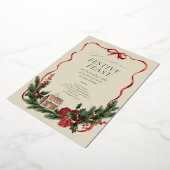 Elegant Christmas Invitation Card Folie Uitnodiging (Gedraaid)